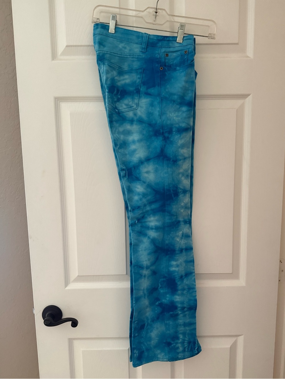 Tie-Dye Blue Flare Jeans - Women’s Wide Leg, flare cut, size 8